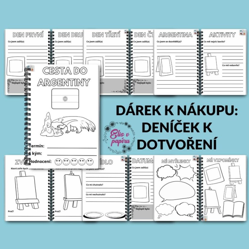 Cesta do Argentiny - komplexní soubor pro děti, které je seznámí s Argentinou - pracovní listy, kvízy, tipy na aktivity s dětmi, stezky