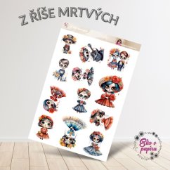 Samolepky inspirované mexickým svátkem Día de los Muertos s postavičkami lebek v tradičních kostýmech, barevnými květinami a dekoracemi. Tyto samolepky jsou ideální pro milovníky exotických a veselých motivů, které dodají tvému plánování kouzlo a radost.