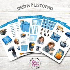 Deštivý listopad | Samolepky do diáře | 2025