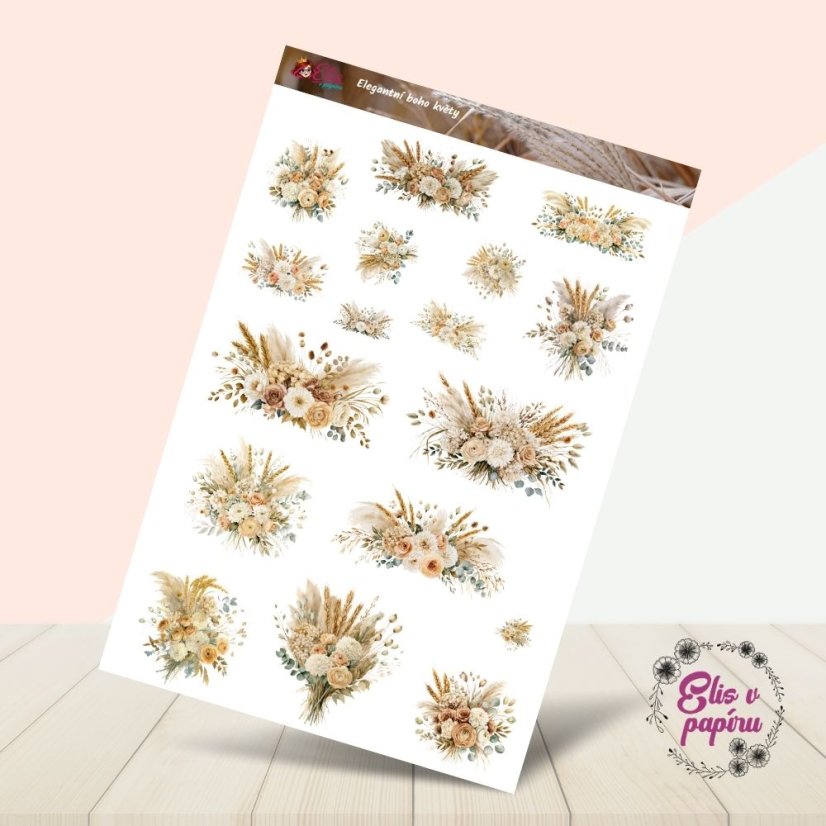 Elegantní boho květy | Samolepky do diáře