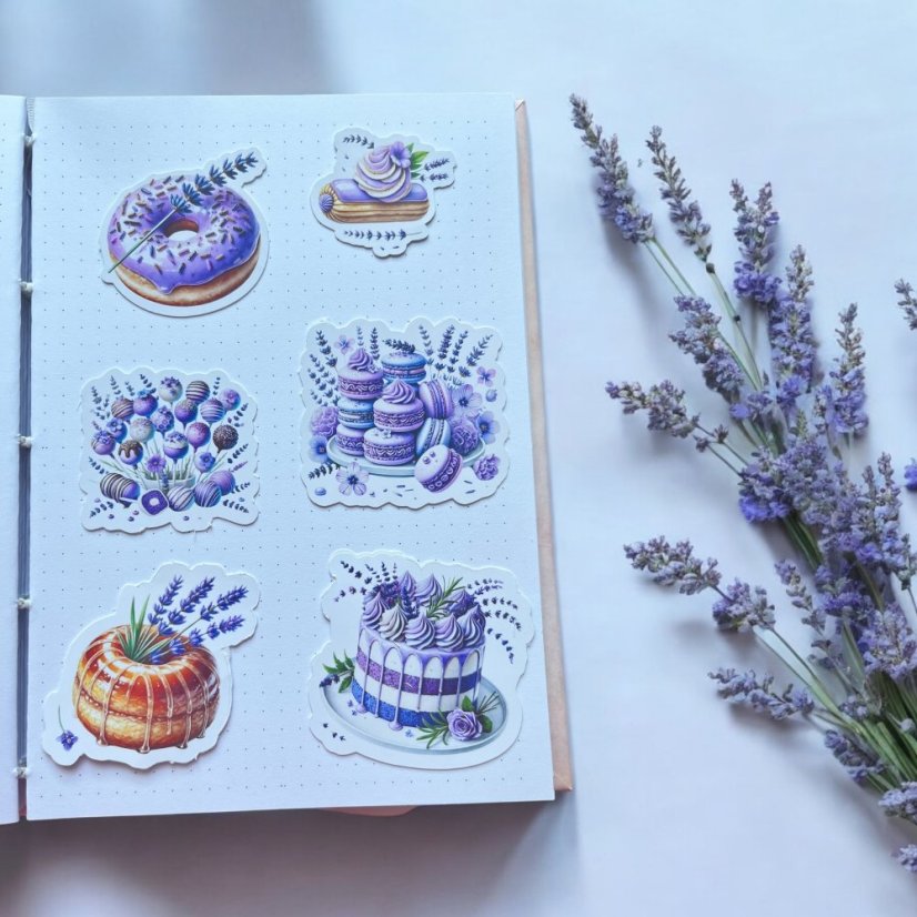 Levandulové pokušení | Velké kusové samolepky pro diář i scrapbook