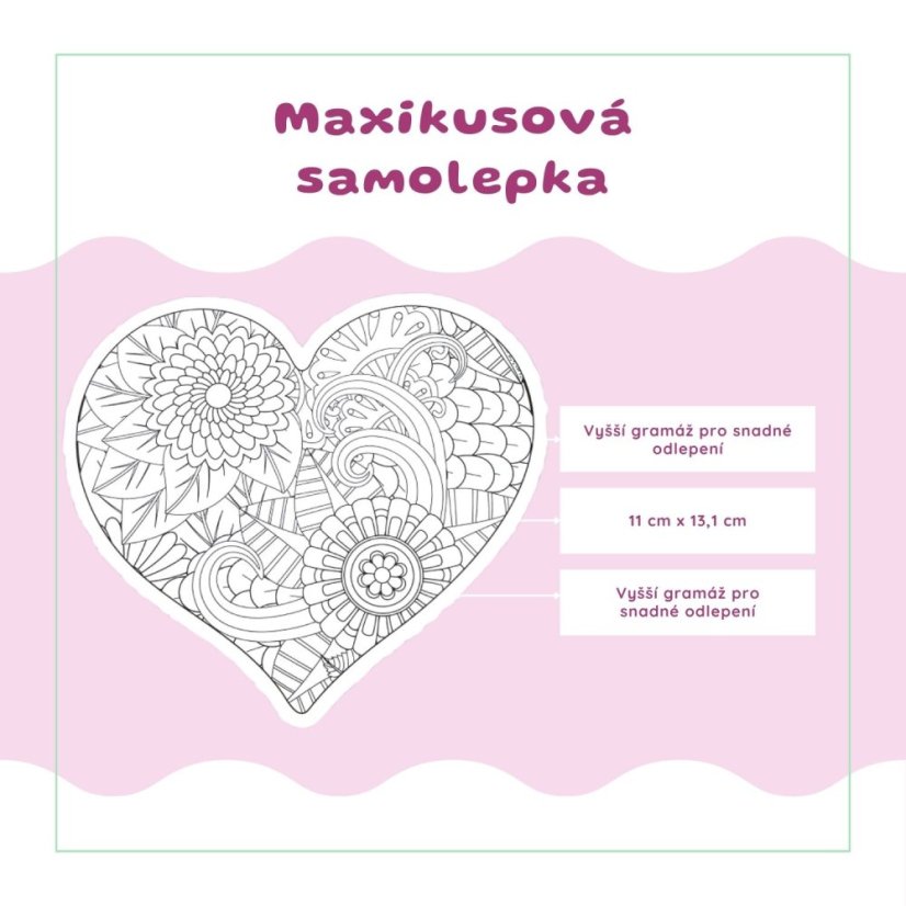 Srdce | Omalovánka | Velká vybarvovací samolepka