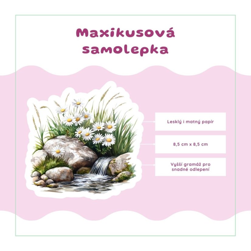 Kopretiny u horského pramene | Samolepka do diáře