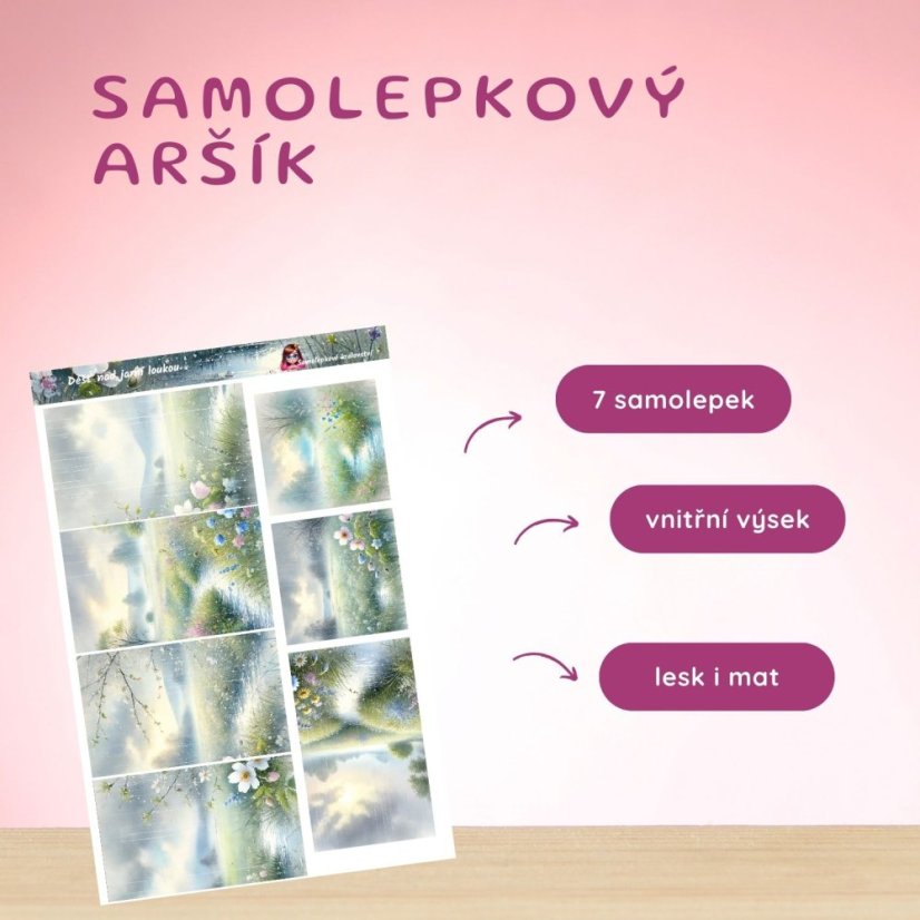 Déšť nad jarní loukou | Samolepky do diáře - obrázkové boxy