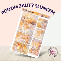 Samolepky zobrazují podzimní scenérie zalité slunečním světlem – zlaté listí, měkké světlo procházející mezi stromy, teplé barvy zachycující hřejivou atmosféru podzimu. Každý motiv přináší klidnou a hřejivou energii slunečného dne plného barev.