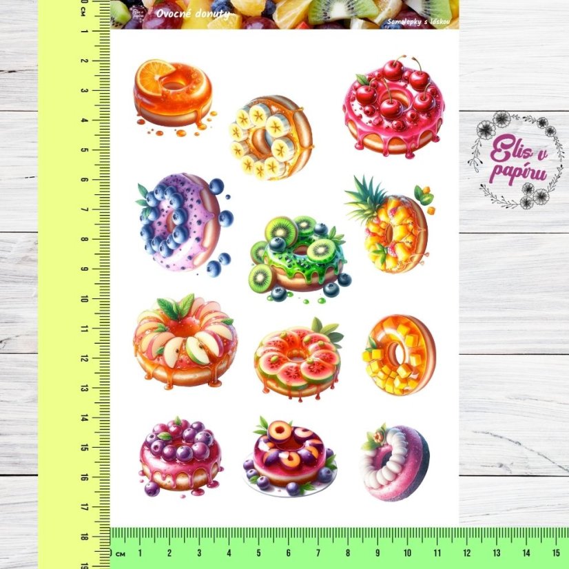 Ovocné donuty - barevné a veselé samolepky do diáře, ideální pro plánování a journaling