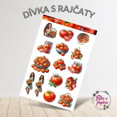 Dívka s rajčaty | Samolepky do diáře