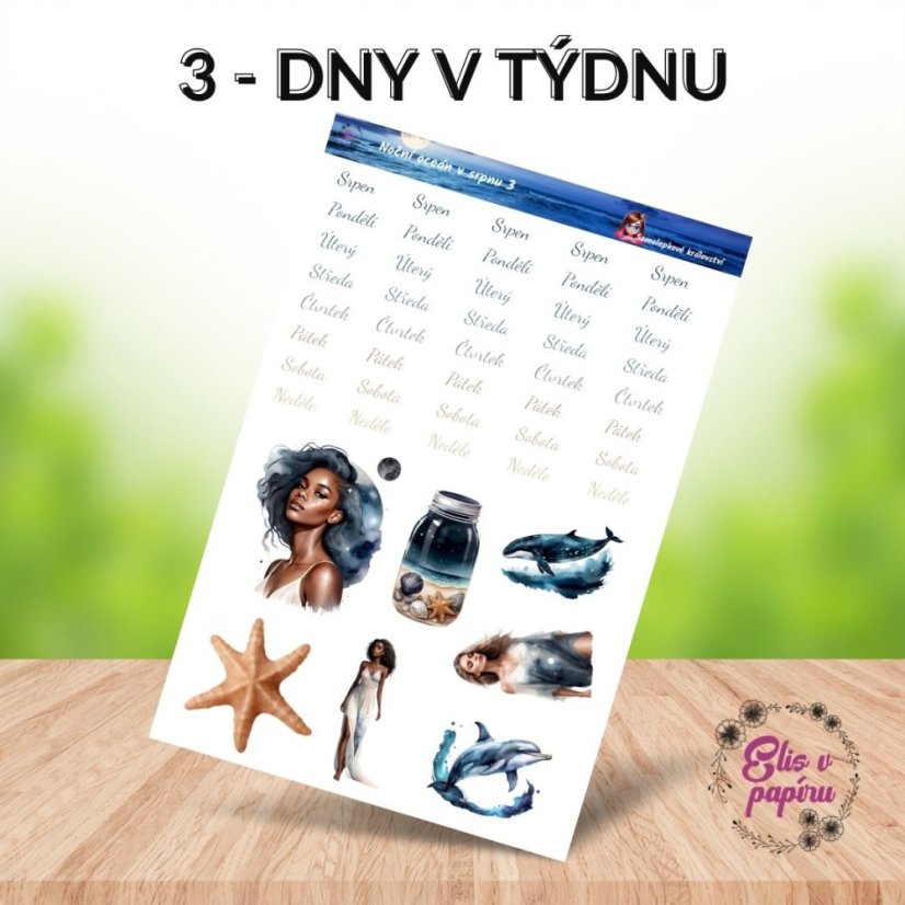 Noční oceán v srpnu | Měsíční samolepkový kit