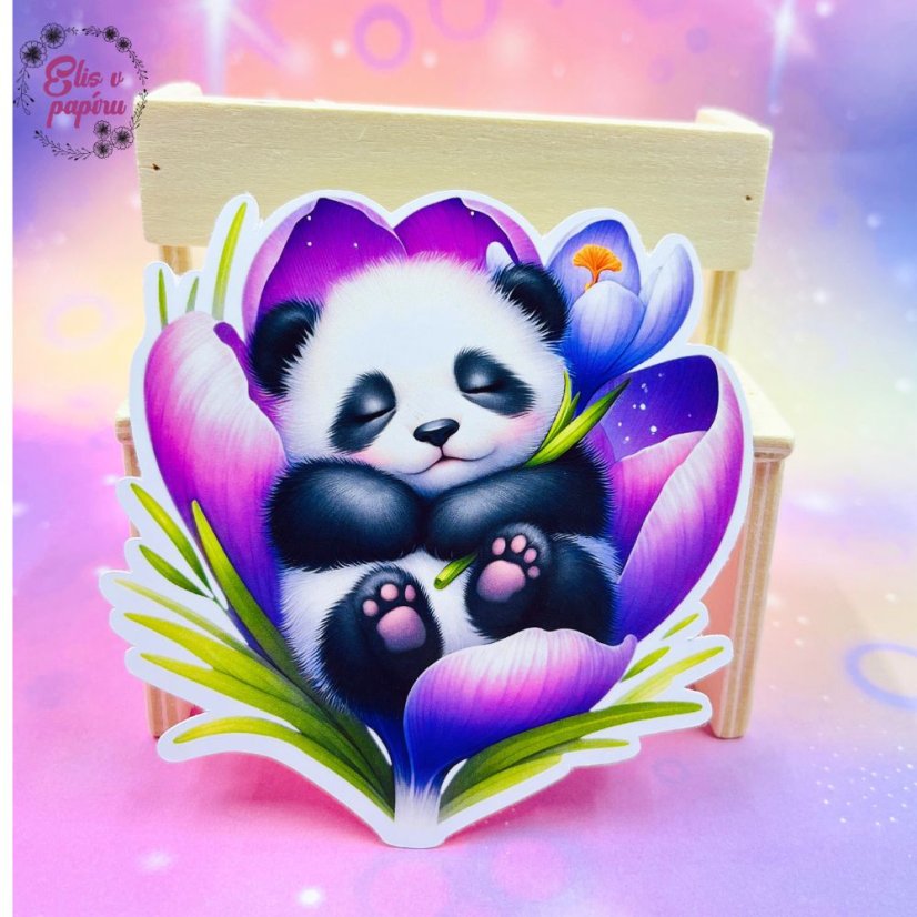 Velká kusová samolepka Spící panda, pastelové barvy, zvířecí motiv, diářové samolepky, plánování, bujo, samolepky na scrapbook.