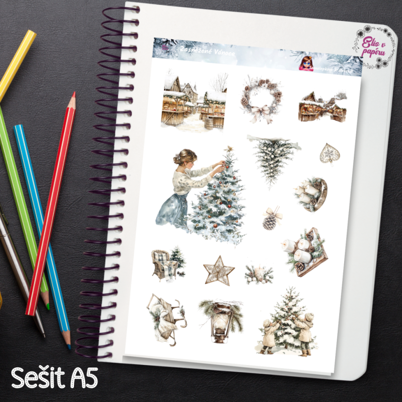 Zasněžené Vánoce | Samolepky do diáře