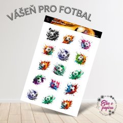 ⚽ Arch samolepek s fotbalovými míči v ohnivých a barevných efektech – ideální pro sportovní nadšence!