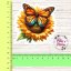 Samolepka "Motýl na slunečnici", pastelové barvy, přírodní motiv, diářové samolepky, plánování, bujo, samolepky na scrapbook.