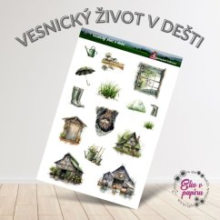 Vesnický život v dešti | Samolepky do diáře