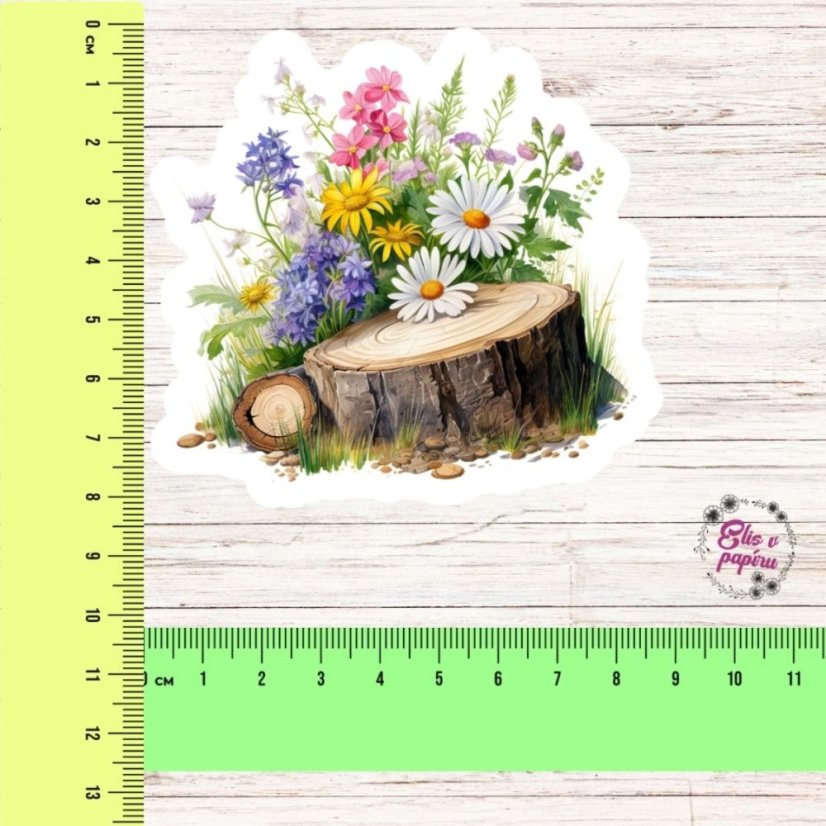 Pařez a květy | Samolepka do diáře