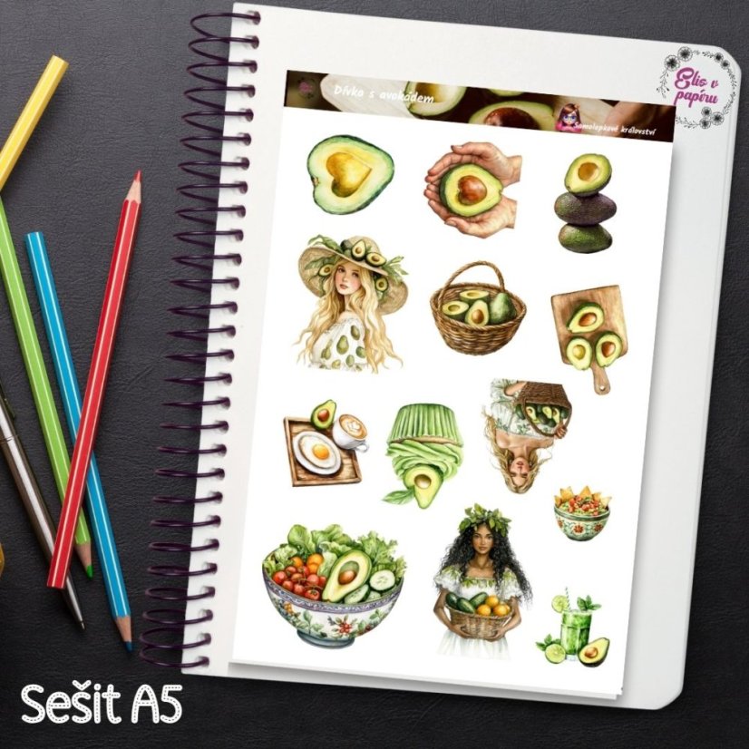 Dívka s avokádem | Samolepky do diáře