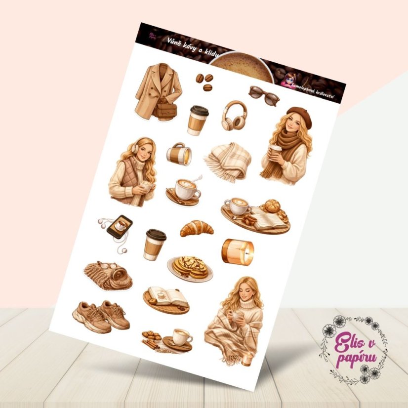 Vůně kávy a klidu | Samolepky do diáře
