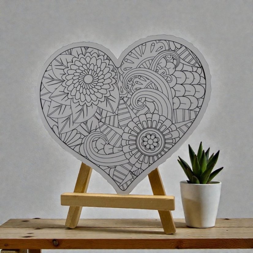 Srdce | Omalovánka | Velká vybarvovací samolepka
