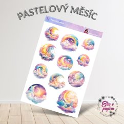 Samolepky zobrazují jemně pastelové měsíce zahalené do obláčků, zářící hvězdy a snové nebeské scenérie. Každý motiv vyzařuje pocit klidu a pohádkového kouzla, které přináší měsíční světlo v pastelových barvách. Tyto samolepky jsou ideální pro milovníky jemných a snových motivů.