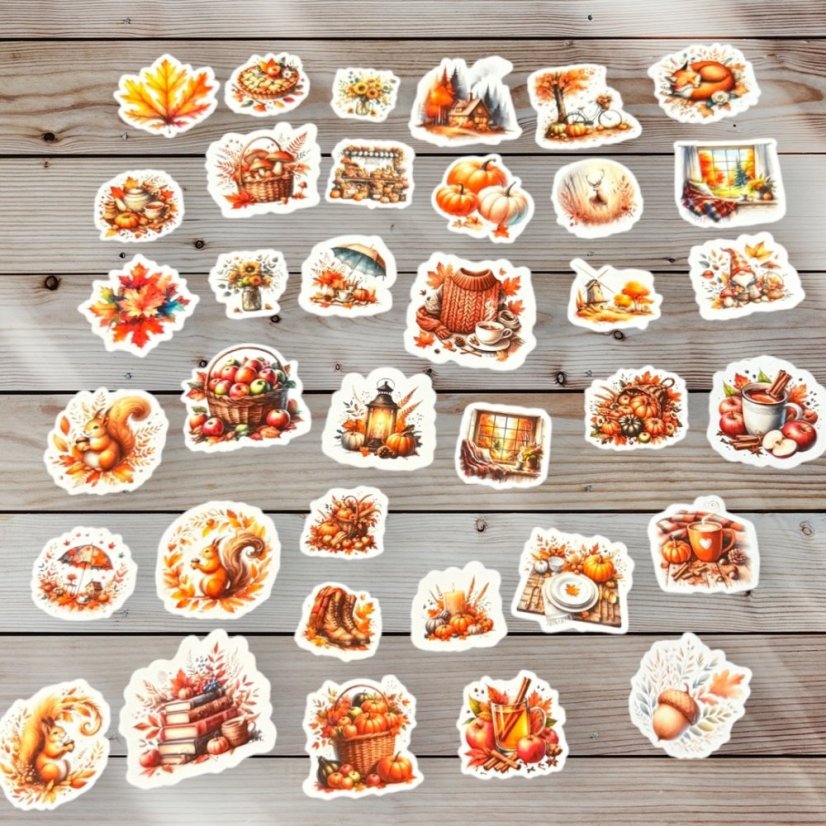 Doteky podzimu | Journalingová sada samolepek