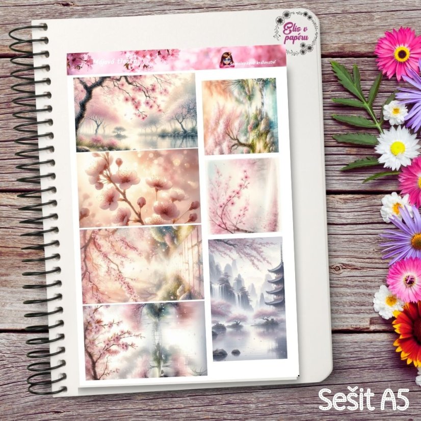 🌸 Arch samolepek s motivem kvetoucích třešní – jemné růžové tóny, romantická atmosféra a kouzlo jara!