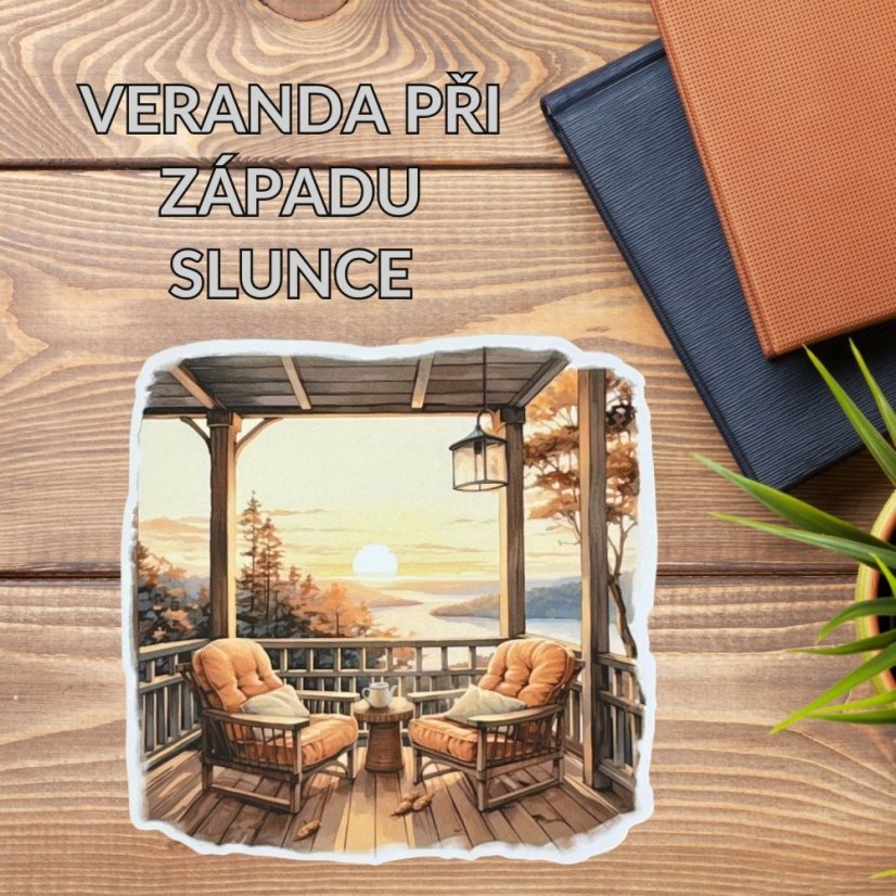 Veranda při západu slunce | Maxi kusová samolepka pro diář i scrapbook
