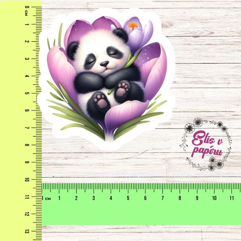 Velká kusová samolepka Spící panda, pastelové barvy, zvířecí motiv, diářové samolepky, plánování, bujo, samolepky na scrapbook.