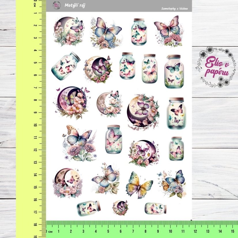Kouzelný motýlí ráj na samolepkách pro tvůj diář, bujo nebo scrapbook. Ozdob své plánování jemnými a elegantními motivy plnými fantazie.