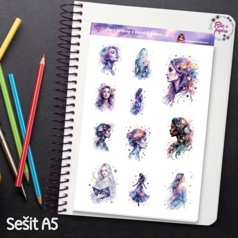 Éterické ženy v barvách galaxie | Samolepky do diáře