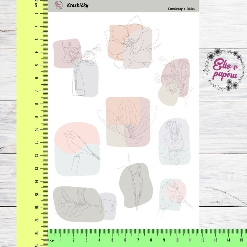 Kresbičky, samolepky do diáře, bujo, plánování, journaling, scrapbooking, deník, diářové samolepky, pastelové barvy, minimalismus, české samolepky.