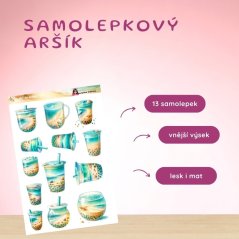 Mořské bubble tea | Samolepky do diáře