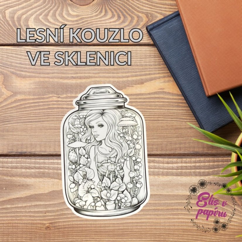 Lesní kouzlo ve sklenici | Omalovánka | Velká vybarvovací samolepka