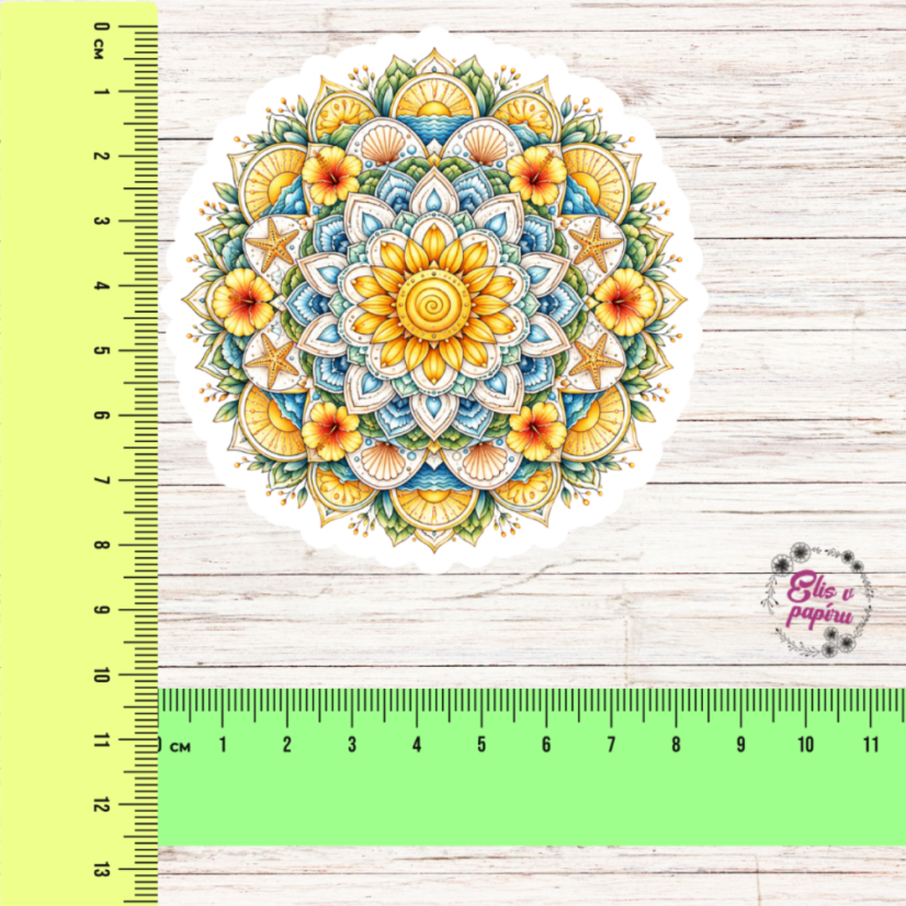 Letní mandala | Maxi kusová samolepka pro diář i scrapbook