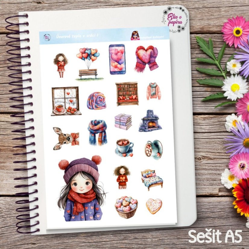 Únorové teplo v srdci | Měsíční samolepkový kit | 2026