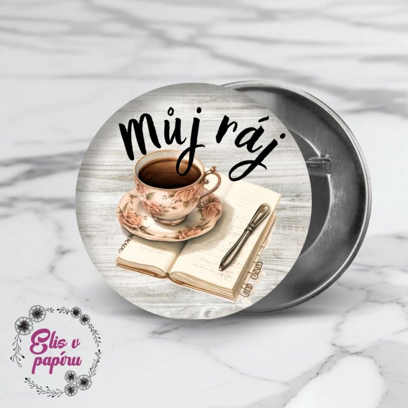Placka se špendlíkem pro každou Planner lover. Každá plánovačka ví, že není nic lepšího než diář a káva.