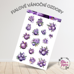Fialové vánoční ozdoby | Samolepky do diáře