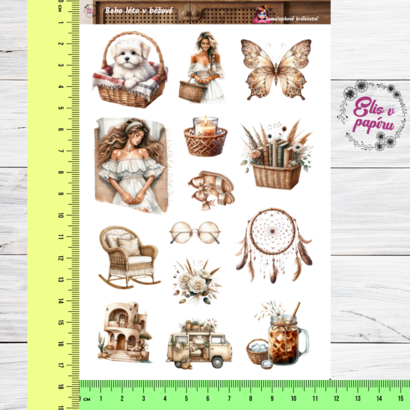 Boho léto v béžové | Samolepky do diáře