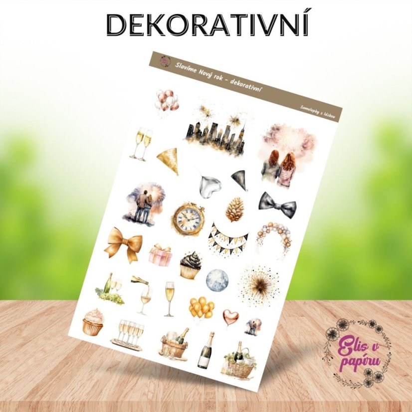 Diářové samolepky od Elis v papíru s motivem oslav Nového roku - dekorativní samolepky