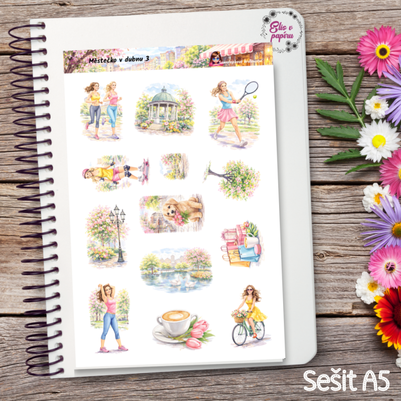 Městečko v dubnu | Měsíční samolepkový kit | 2026
