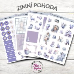 Samolepky do diáře od Elis v papíru s motivem zimní pohody - samolepkový kit