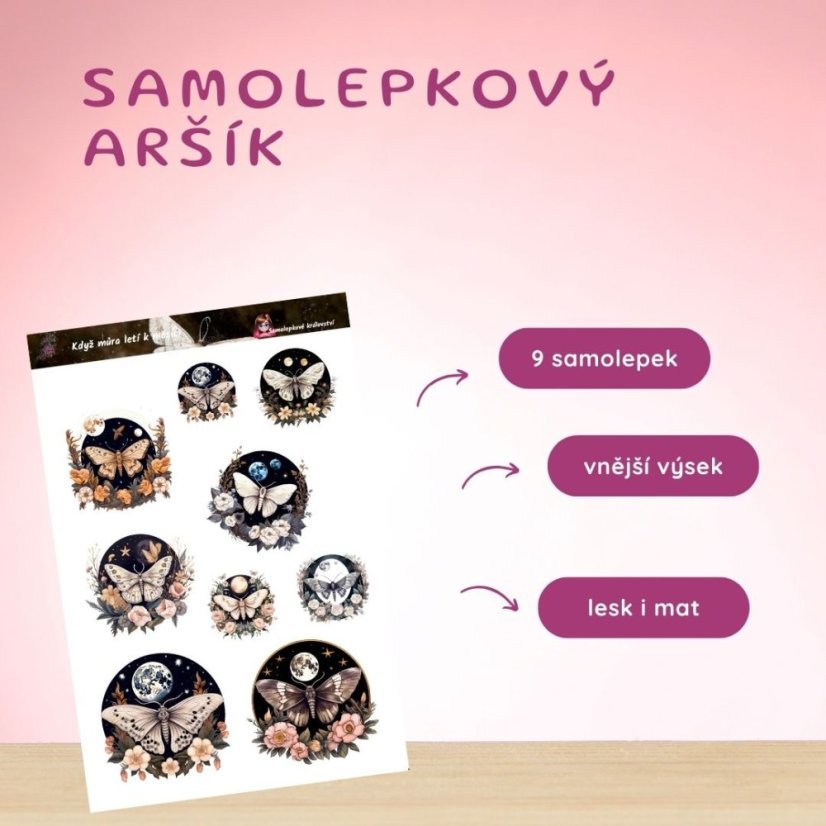 Když můra letí k měsíci | Samolepky do diáře
