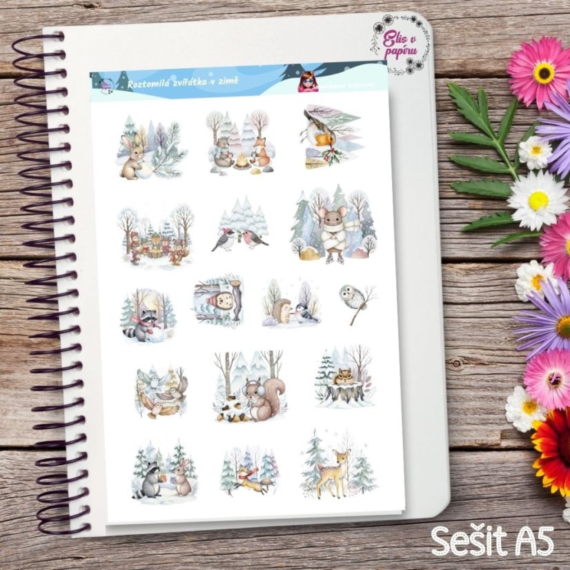 Roztomilá zvířátka v zimě | Samolepky do diáře