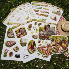 Květnový piknik v trávě | Měsíční samolepkový kit | 2026