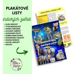 Plakátové listy o indických zvířatech - krátký příběh, slovní zásoba, základní fakta na jednom místě