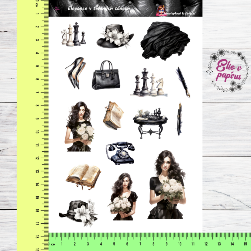 Elegance v temných tónech | Samolepky do diáře