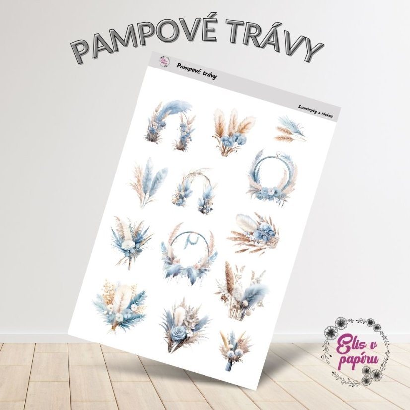 Pampové trávy - elegantní a jemné samolepky do diáře, ideální pro plánování a journaling
