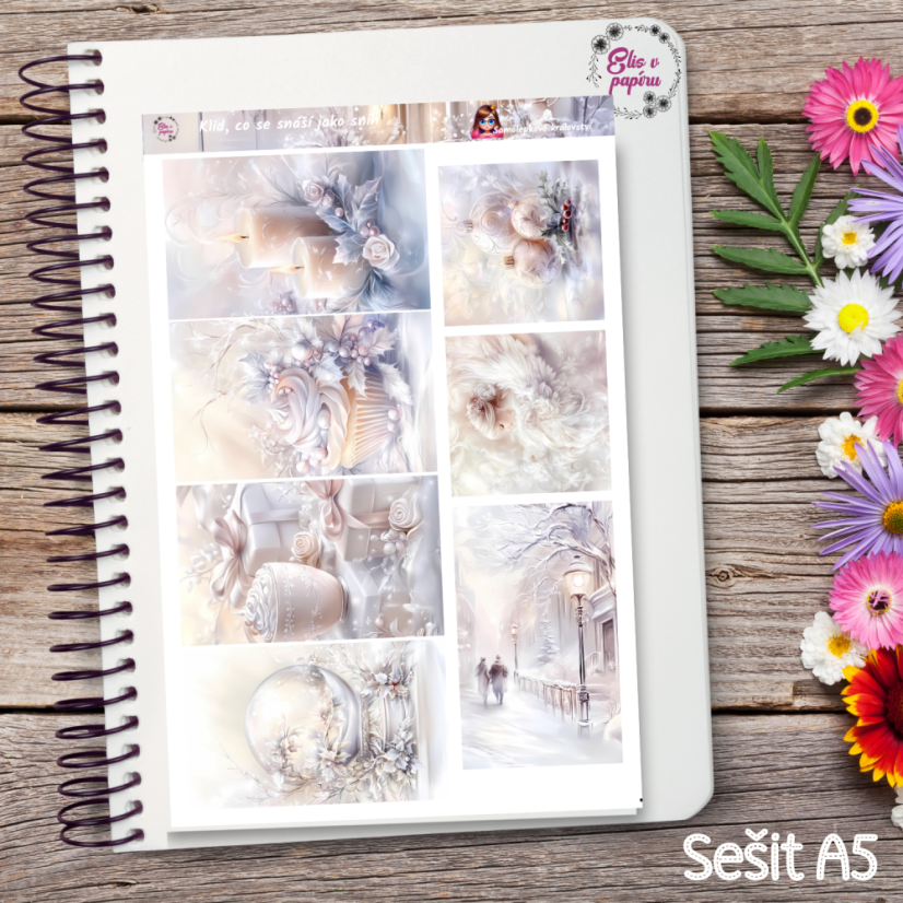 Klid, co se snáší jako sníh | Samolepky do diáře - obrázkové boxy