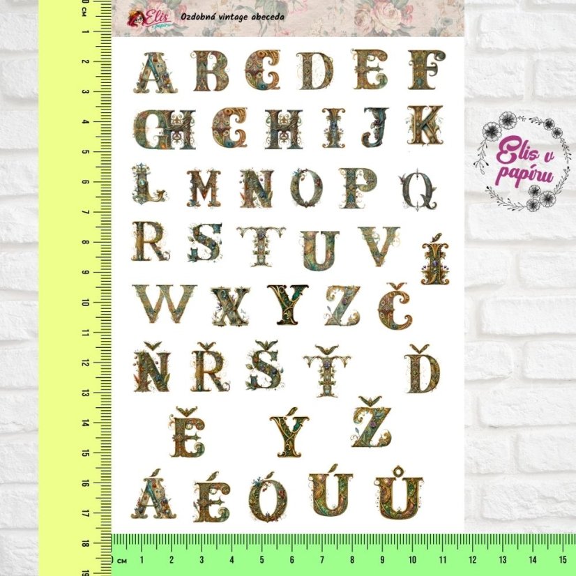 Ozdobná vintage abeceda | Samolepky do diáře