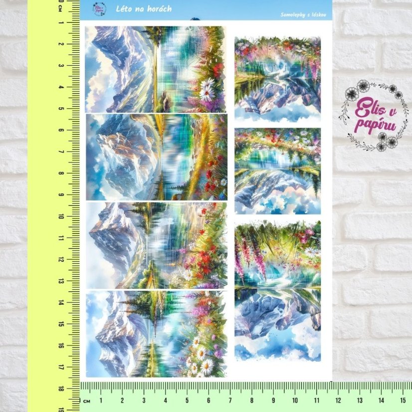 Arch samolepek "Léto na horách", pastelové barvy, horský motiv, diářové samolepky, plánování, bujo, samolepky na scrapbook