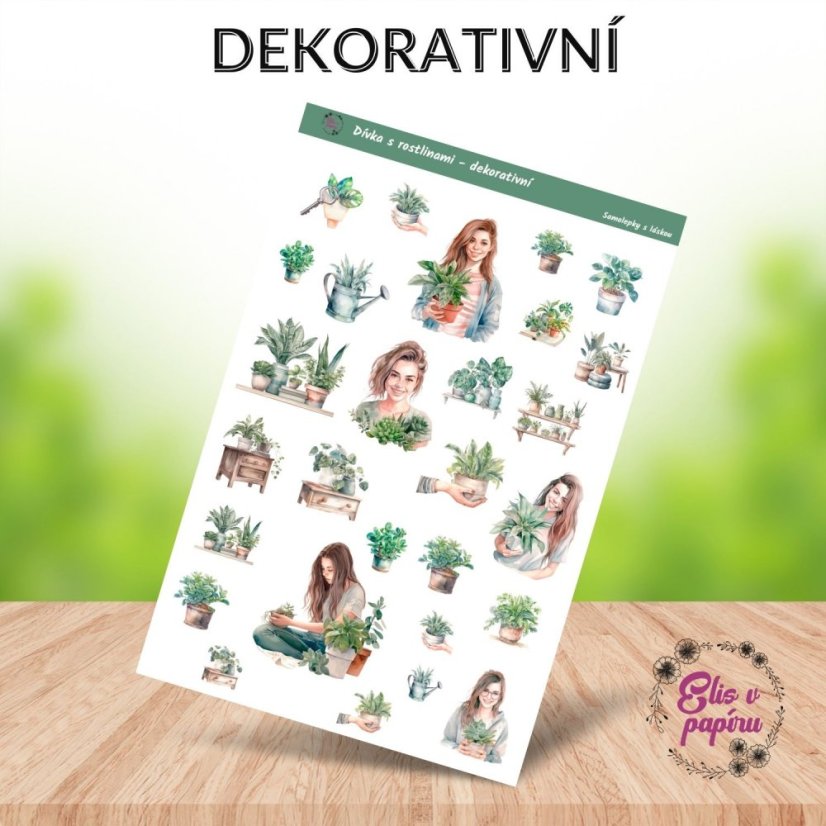 Samolepky do diáře od Elis v papíru s motivem pokojových rostlin - dekorativní