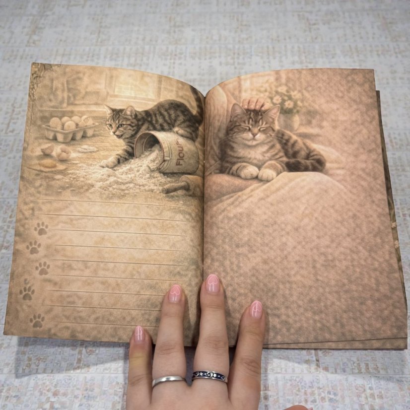 Vintage sešit s kočičkami
